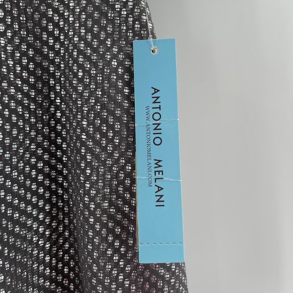ANTONIO MELANI Skirt Size 4 NWT Silver/Grey Dots Metallic Flowy Holiday Office - Picture 4 of 14
